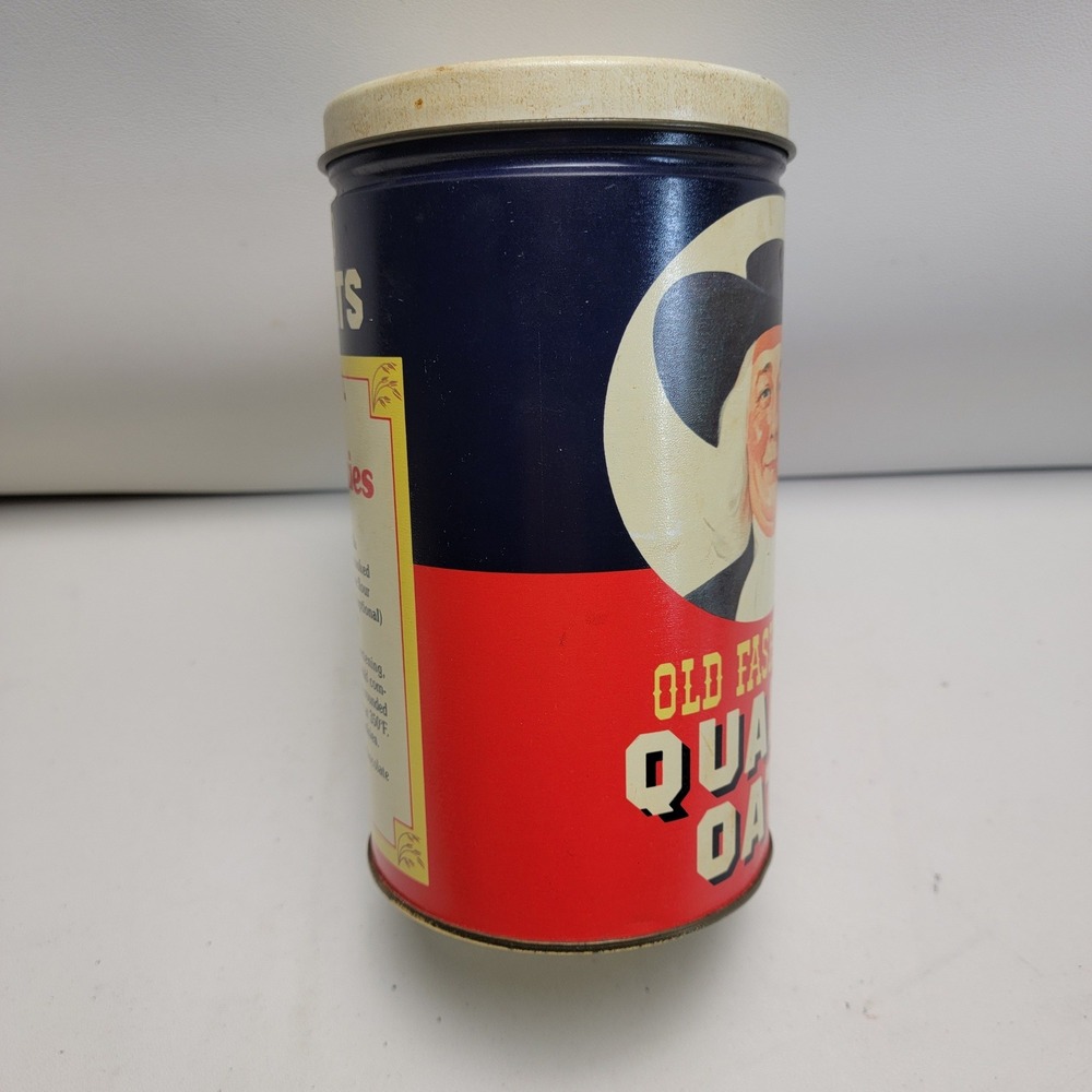 Vintage 1982 Quaker Oats Limited Edition Canister Tin Can Tall Storage Container - Picture 8 of 10
